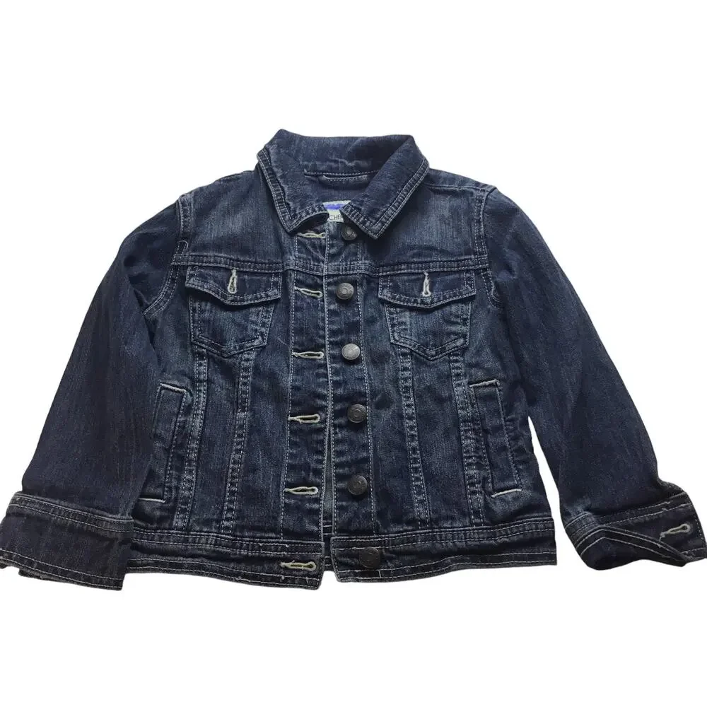 Jean Jacket Denim Blue Button Up Cherokee Girls XS 4/5 Classic Fall B2S